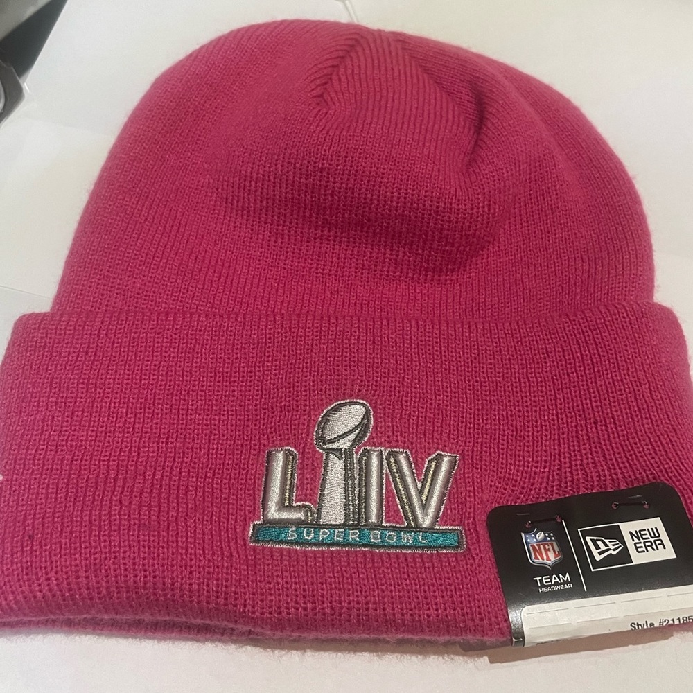 NFL SUPER BOWL PINK BEANY KNIT HAT ONE SIZE SIZE